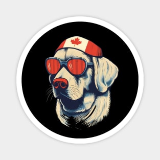 Golden retirever with Maple leafs Canada Flag Magnet